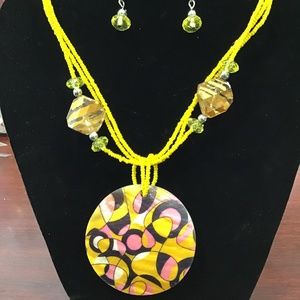 Hand Painted Shell Necklace Set